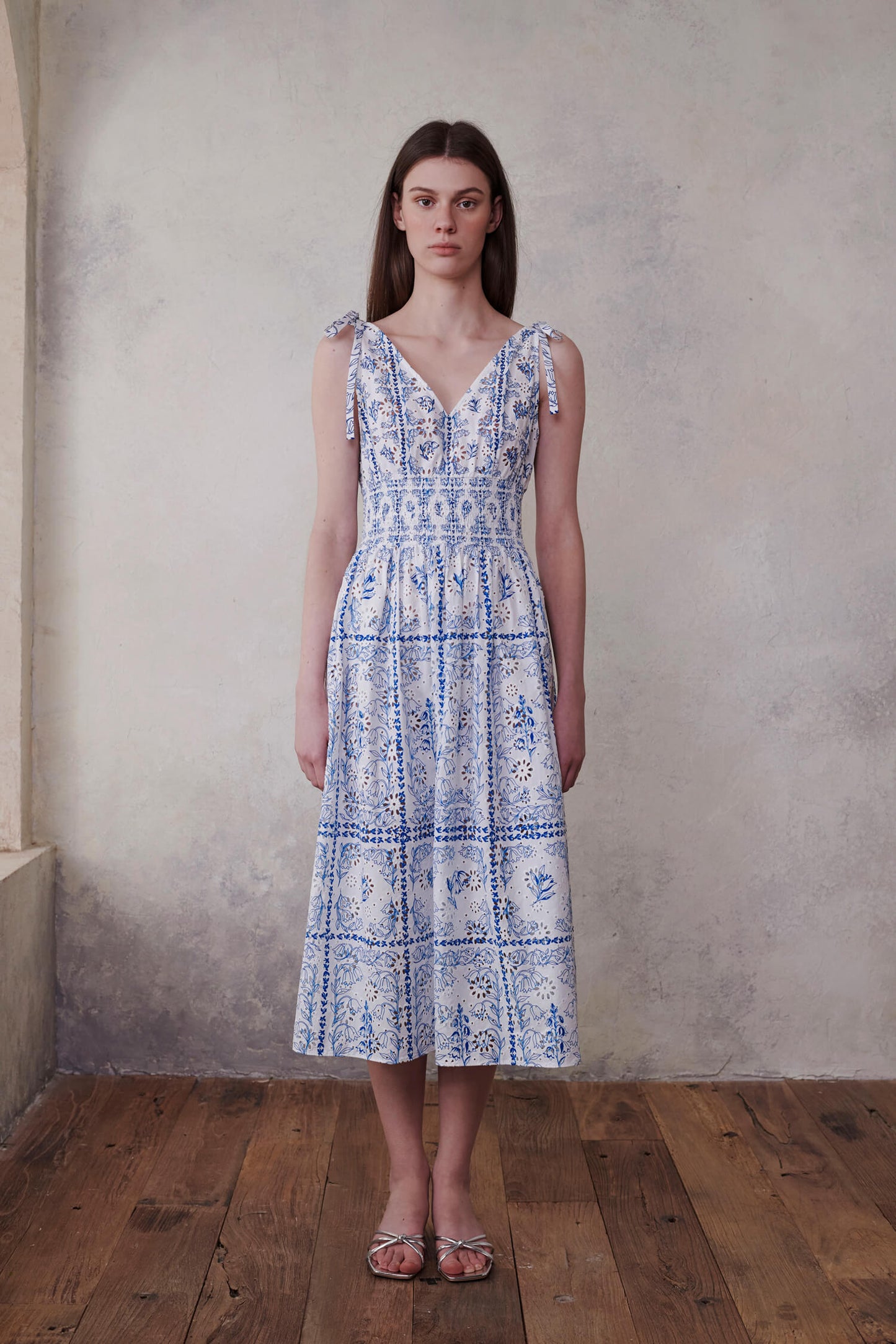 Bluebell Tie-Strap Sleeveless Midi Dress