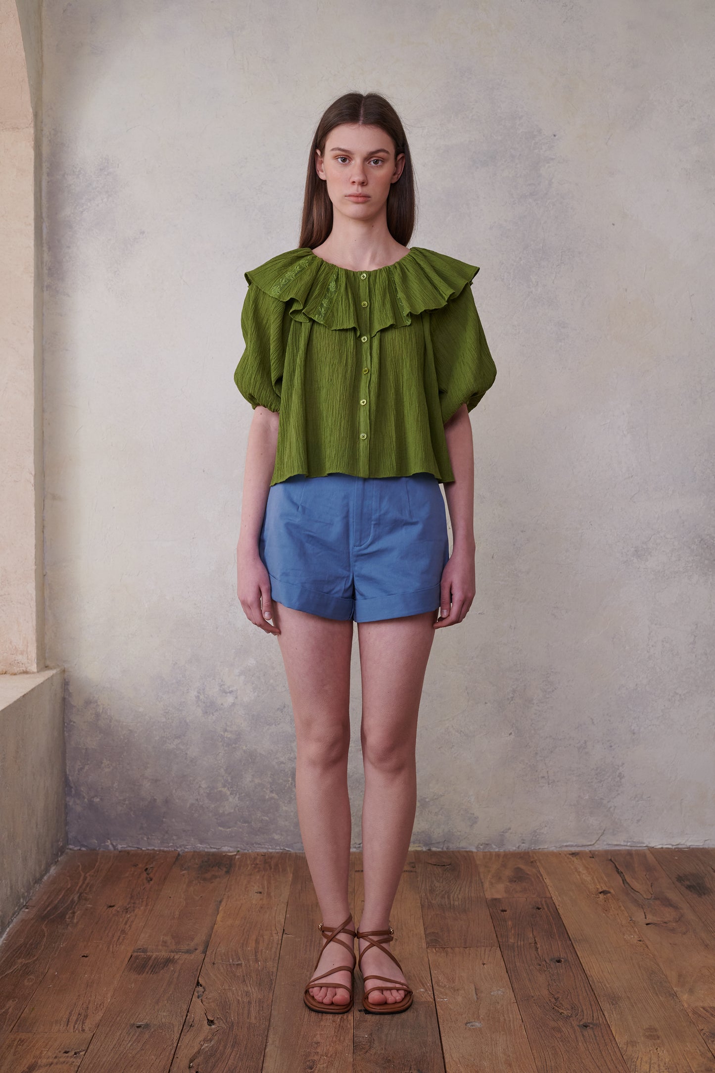Moss Balloon Sleeve Top