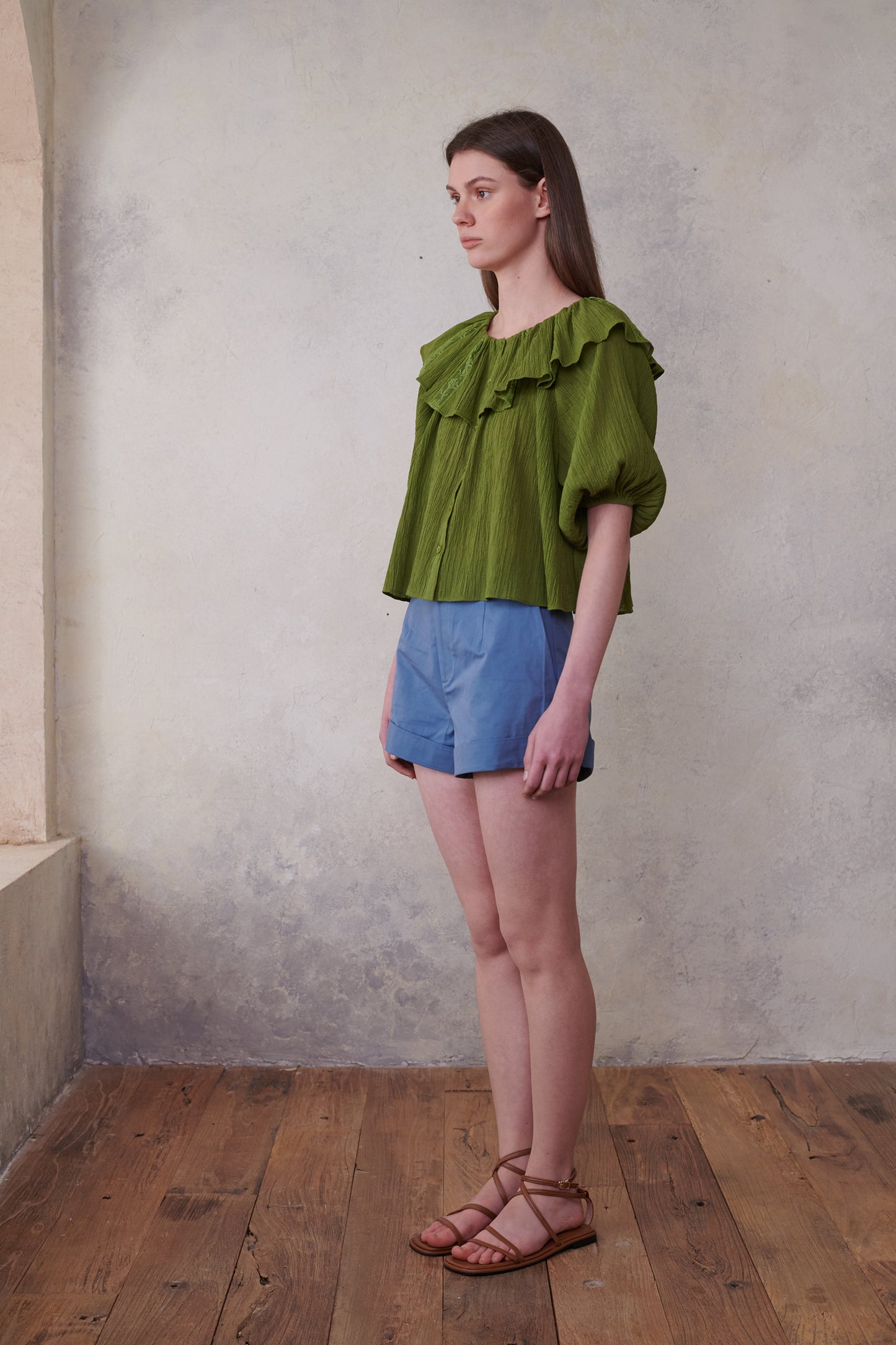 Moss Balloon Sleeve Top